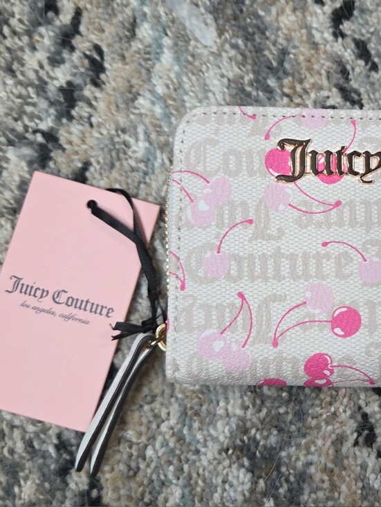 Juicy Couture Accessories - Juicy Couture Pink Cherry Print Zip Wallet
